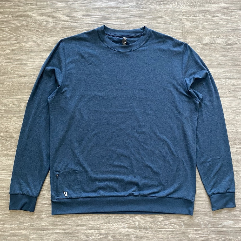 Vuori Ponto Performance Crew Sweatshirt Men's XXL Blue Lightweight Stretch Gym